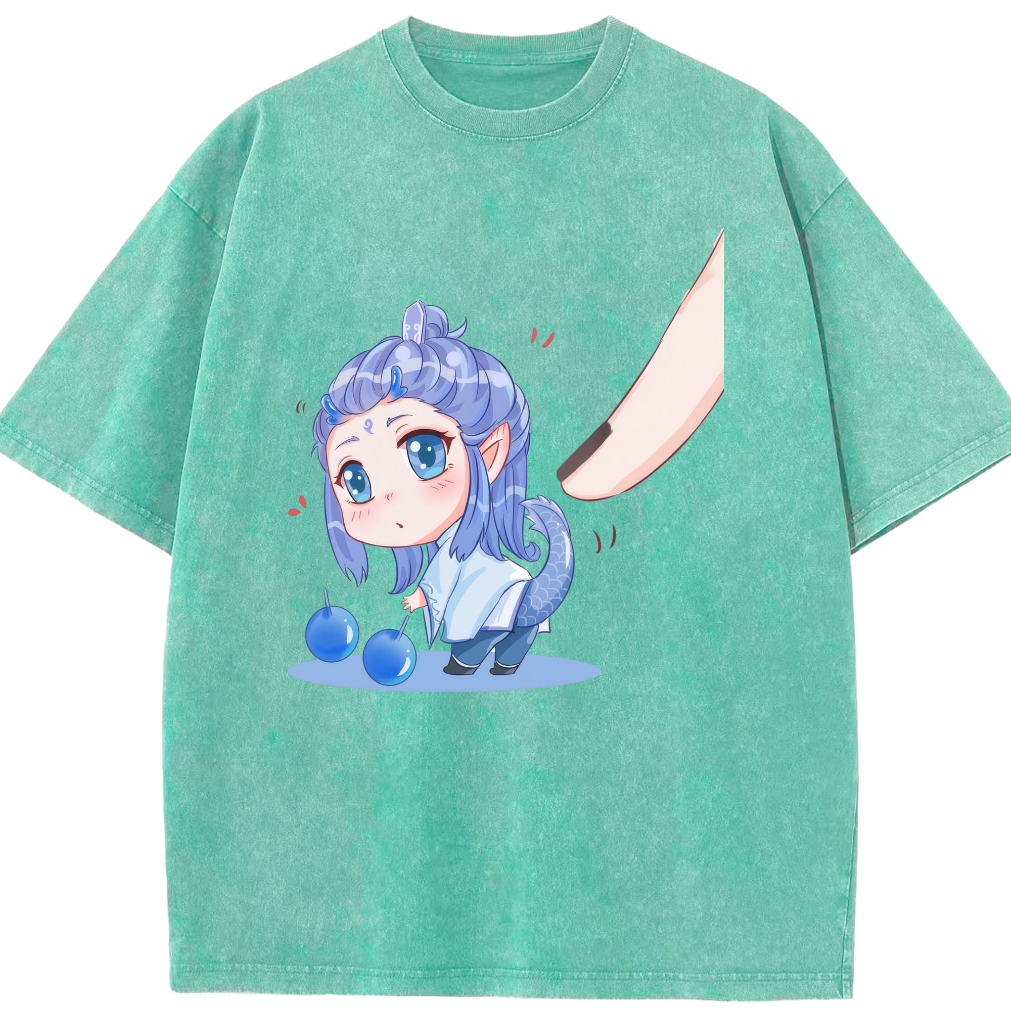 （画像用） Ne Zha 2 ナタ 魔童の大暴れ 綿100% ヴィンテージ風 半袖Tシャツ（フロントプリント）